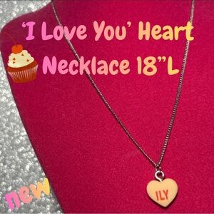 I Love You ILY Necklace Sterling Silver Conversation Heart Shape anniversary Y2K